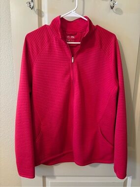 adidas Women's Bright Pink 2XL Quarter-Zip Pullover